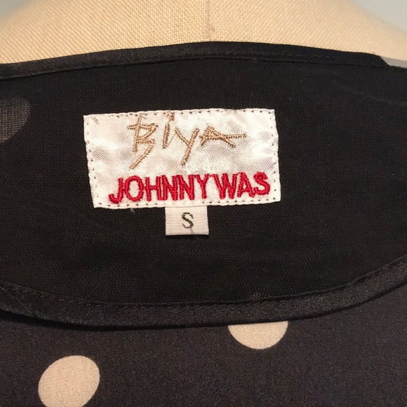 Biya Silk Black and White Polka Dot Dress - Picture 4 of 4